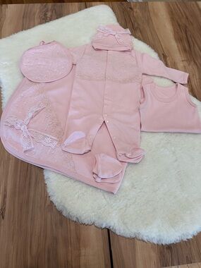 Baby Girls Pink Matching Layette Set - Brand